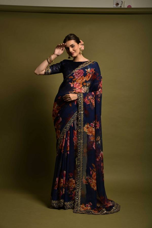 Velly Print 01 New Fancy Stylish Party Wear Georgette Saree Collection